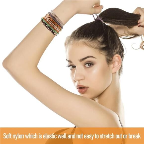 20 Boho Hair Ties Bracelets Elastic Hair Bands for Women Thick Thin No Damage - Picture 5 of 8